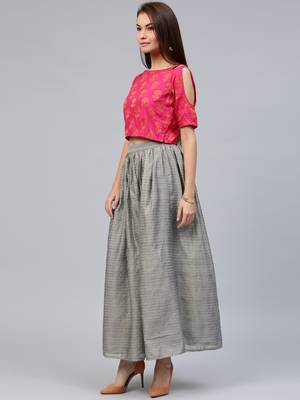 multicolor printed Chanderi stitched kurta sets 3