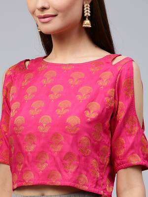 multicolor printed Chanderi stitched kurta sets 4