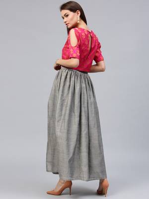 multicolor printed Chanderi stitched kurta sets 5