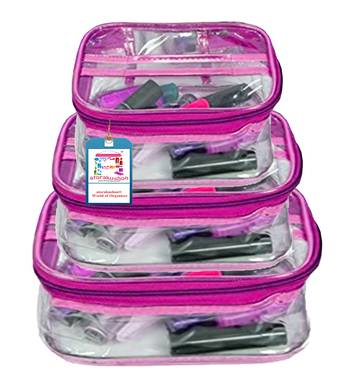 atorakushon   Fabric Multipurpose Make Up Pouches Jewellery Necklace Cosmetic Organizer for Wardrobe Set Of 3 Purple 2
