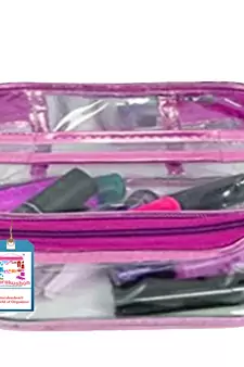 atorakushon   Fabric Multipurpose Make Up Pouches Jewellery Necklace Cosmetic Organizer for Wardrobe Set Of 3 Purple