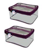 atorakushon   Fabric Multipurpose Make Up Pouches Jewellery Necklace Cosmetic Organizer for Wardrobe Pack of 2 Purple