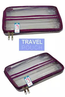 atorakushon   Fabric Multipurpose Make Up Pouches Jewellery Necklace Cosmetic Organizer for Wardrobe Pack of 2 Purple