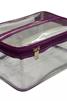 atorakushon   Fabric Multipurpose Make Up Pouches Jewellery Necklace Cosmetic Organizer for Wardrobe Pack of 1 Purple