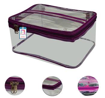atorakushon   Fabric Multipurpose Make Up Pouches Jewellery Necklace Cosmetic Organizer for Wardrobe Pack of 1 Purple 5