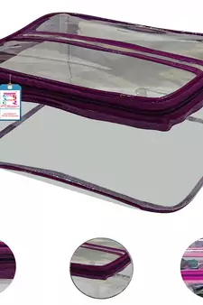 atorakushon   Fabric Multipurpose Make Up Pouches Jewellery Necklace Cosmetic Organizer for Wardrobe Pack of 1 Purple