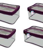 atorakushon   Fabric Multipurpose Make Up Pouches Jewellery Necklace Cosmetic Organizer for Wardrobe Pack of 4 Purple