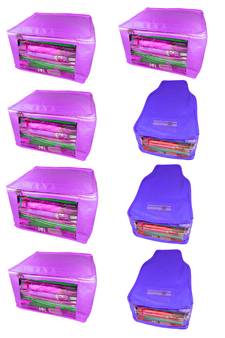Atorakushon non wovan Fabric Combo Saree Cover Blouse Clothes Storage Bag Wardrobe Organiser Set of 8 (Purple)