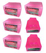 Atorakushon non wovan Fabric Combo Saree Cover Blouse Clothes Storage Bag Wardrobe Organiser Set of 6 (Pink)