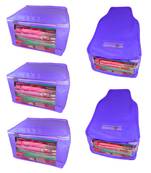 Atorakushon non wovan Fabric Combo Saree Cover Blouse Clothes Storage Bag Wardrobe Organiser Set of 5 (Blue)