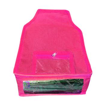 Atorakushon non wovan Fabric Combo Saree Cover Blouse Clothes Storage Bag Wardrobe Organiser Set of 6 (Pink) 5