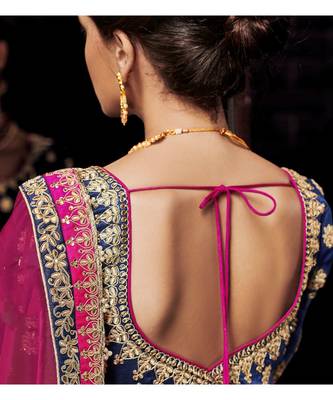 blue embroidered Brocade bridal-lehengas 4