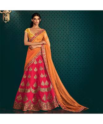 Magenta embroidered Silk bridal-lehengas 1