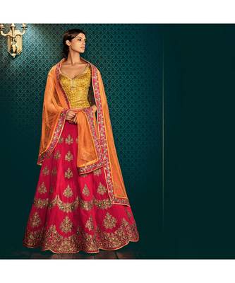 Magenta embroidered Silk bridal-lehengas 2