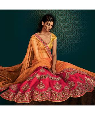 Magenta embroidered Silk bridal-lehengas 3