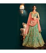 green embroidered Bhagalpuri Silk bridal-lehengas