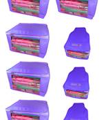 Atorakushon non wovan Fabric Combo Saree Cover Blouse Clothes Storage Bag Wardrobe Organiser Set of 8 (Blue)