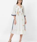 White printed cotton ethnic-kurtis