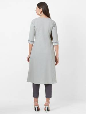 Grey printed cotton ethnic-kurtis 2