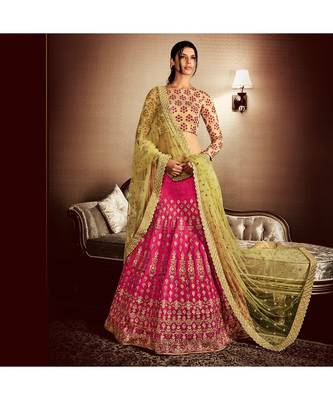 pink embroidered Bhagalpuri Silk bridal-lehengas 2