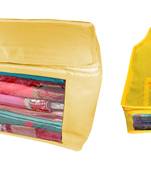 Atorakushon non wovan Fabric Combo Saree Cover Blouse Clothes Storage Bag Wardrobe Organiser Set of 2 (Cream)
