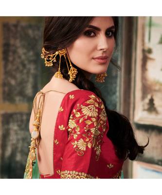 red embroidered satin bridal-lehengas 4