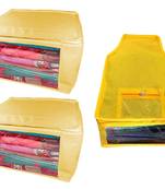 Atorakushon non wovan Fabric Combo Saree Cover Blouse Clothes Storage Bag Wardrobe Organiser Set of 3 (Cream)