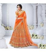 Orange embroidered Bhagalpuri Silk bridal-lehengas