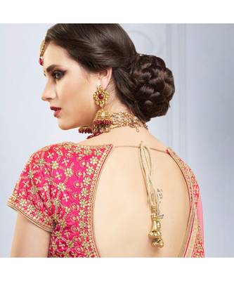 Pink embroidered Crystal Silk bridal-lehengas 3