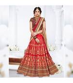 Red embroidered dupion bridal-lehengas