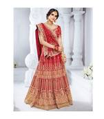 Red embroidered Bhagalpuri Silk bridal-lehengas