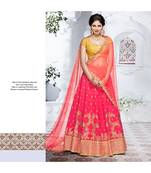 Pink embroidered silk bridal-lehengas