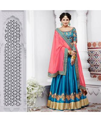 peach embroidered satin bridal-lehengas 1