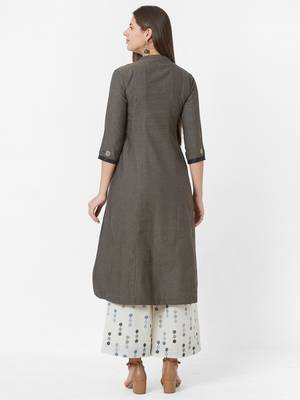 Grey plain cotton ethnic-kurtis 2