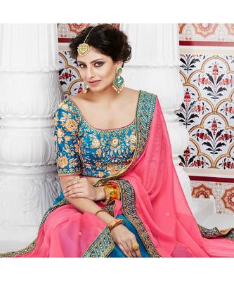 peach embroidered satin bridal-lehengas 3