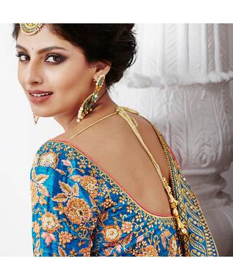 peach embroidered satin bridal-lehengas 4