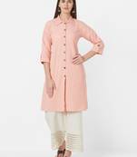 Pink plain cotton ethnic-kurtis