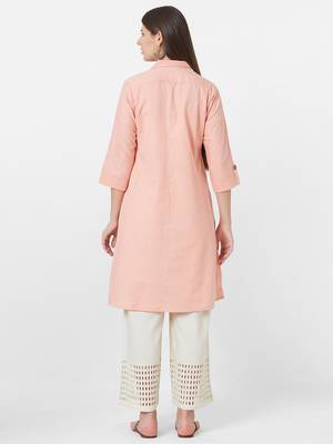 Pink plain cotton ethnic-kurtis 2