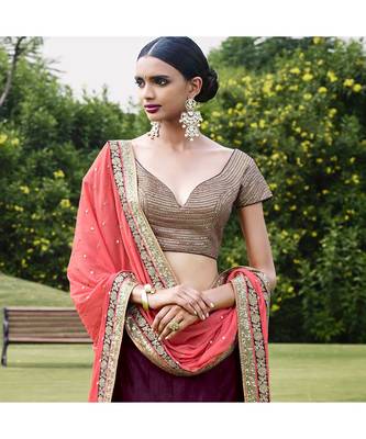 multicolor embroidered Bhagalpuri Silk bridal-lehengas 2