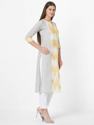 Mustard printed cotton ethnic-kurtis 3