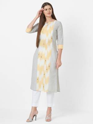 Mustard printed cotton ethnic-kurtis 4