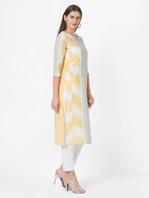 Mustard printed cotton ethnic-kurtis 3