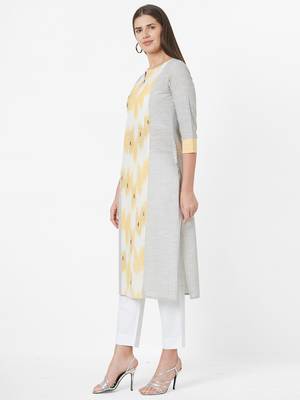 Mustard printed cotton ethnic-kurtis 5