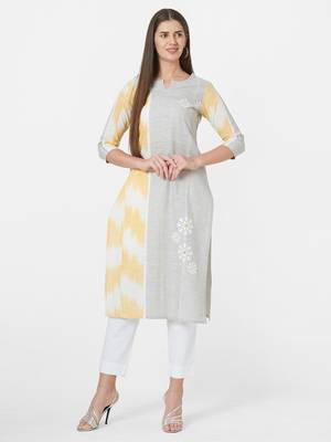 Mustard printed cotton ethnic-kurtis 4