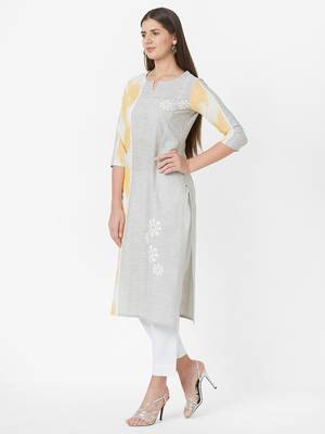 Mustard printed cotton ethnic-kurtis 5