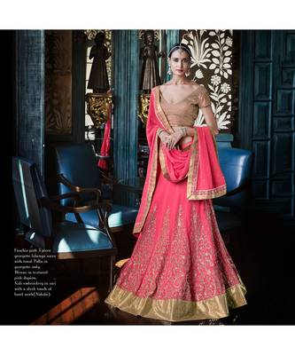 multicolor embroidered Georgette bridal-lehengas 1