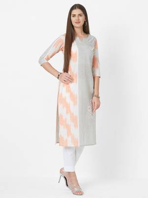 Peach printed cotton ethnic-kurtis 4
