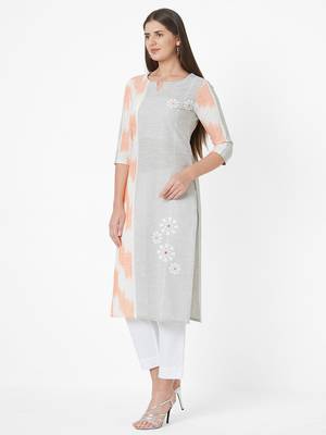 Peach printed cotton ethnic-kurtis 5