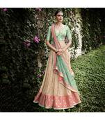 Beige embroidered Net bridal-lehengas