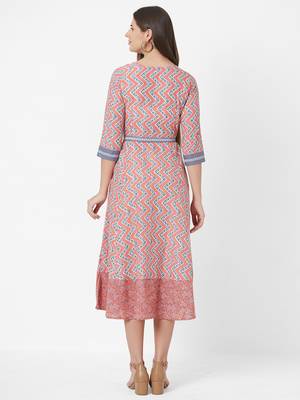 Peach printed cotton ethnic-kurtis 2